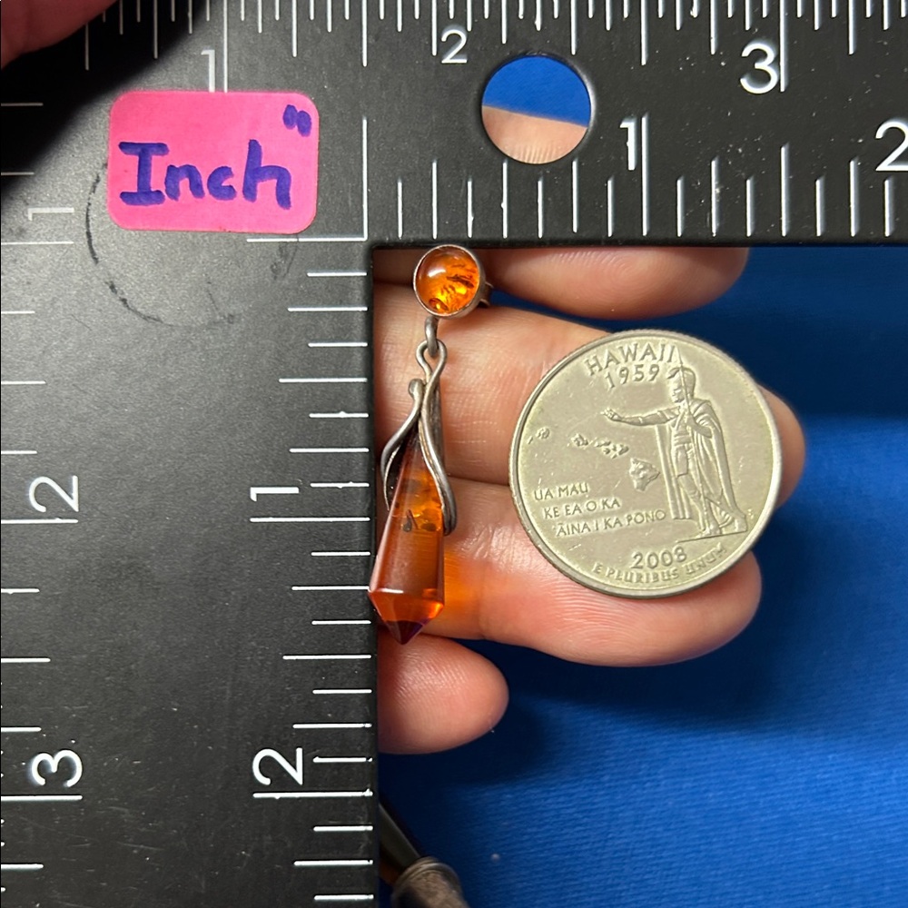 🖤Vintage Sterling Silver & Baltic Amber Drop Earrings - Picture 7 of 7